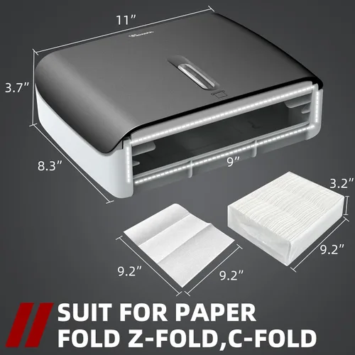 Miniatura 4 de Dispensador de toallas de papel de montaje en pared comercial con cerradura de llave, dispensador compacto de toallas de papel multipliegue