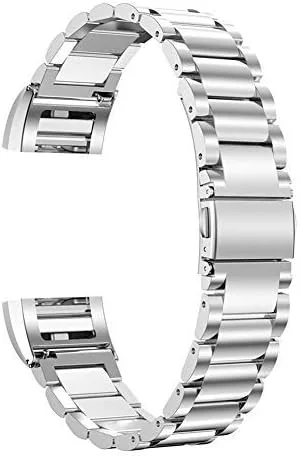 Correa de repuesto Oitom de acero inoxidable, para Fitbit Charge 2, de calidad superior, para reloj inteligente, Plateado
