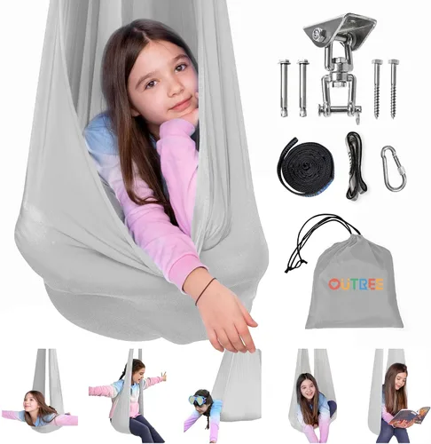 Miniatura 9 de OUTREE Columpio sensorial para niños con gancho giratorio de 360°, columpio de terapia interior ideal para autismo, TDAH, trastorno de procesamiento