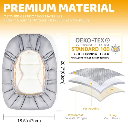Miniatura 5 de Orzbow Fundas de asiento de automóvil para bebés de invierno, funda universal para asiento de automóvil con cuello ajustable, funda impermeable