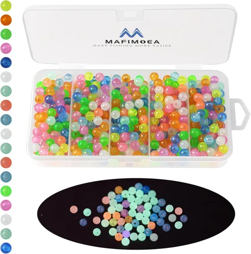 MAFIMOEA - Juego de 200/500 cuentas luminosas de pesca, huevos de cebo, juego surtido de líneas de pesca de plástico, cuentas para bagre lubina,