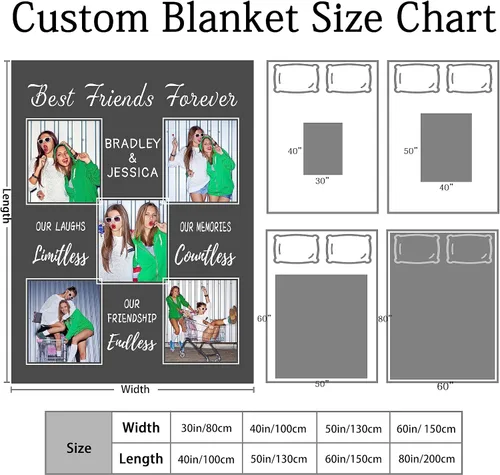 Miniatura 2 de Manta personalizada para mejor amiga con fotos, mantas personalizadas de amistad de larga distancia, regalos personalizados de cumpleaños