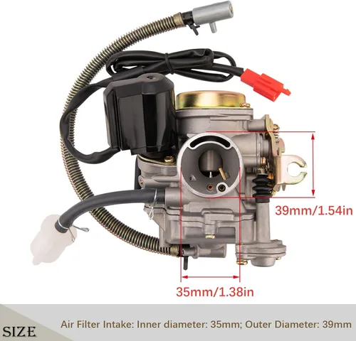 Miniatura 4 de GY6 - Carburador de 50 cc para scooter de 49 cc y 50 cc, carburador de 4 tiempos de alto rendimiento 139QMB con colector de admisión, se adapta al