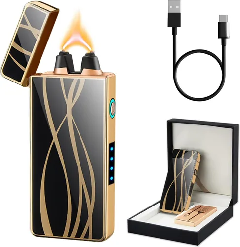 Miniatura 15 de Encendedor de arco resistente al viento, recargable por USB, plasma, sin llama con indicador de batería, ideal para velas, barbacoas y fuegos Flor