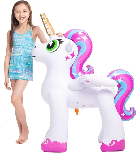 Miniatura 8 de JOYIN Rociador inflable de 48 pulgadas con diseño de unicornio, juguete inflable de agua para diversión al aire libre de verano, juguete de aspersor