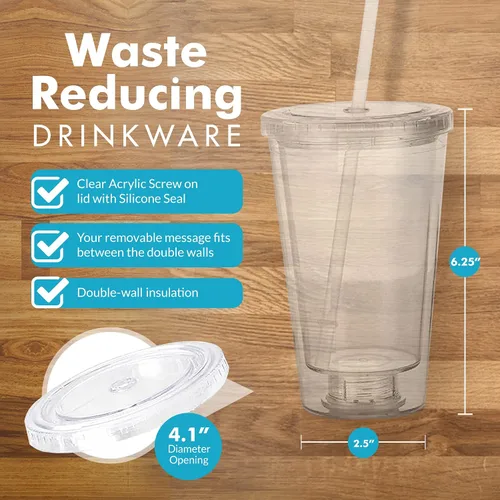 Miniatura 5 de Vaso portátil de doble capa Eco To Go,16 oz. de capacidad, transparente (All Clear - Removable Insert)