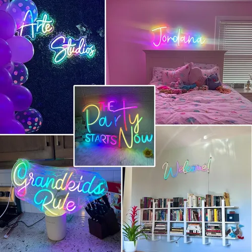 Miniatura 5 de Letreros de neón personalizados, letrero de neón colorido personalizable para decoración de pared, luz de neón LED personalizada con nombre