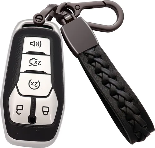 Miniatura 8 de Funda para llavero Ford de TPU suave con llavero de cuero, funda protectora completa, funda de llavero inteligente para Ford Lincoln MKZ MKC MKX