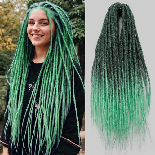Miniatura 29 de 20 hebras de 24 pulgadas, extensiones de rastas color burdeos, rastas de cabello de ganchillo para mujer, hechas a mano, suaves, trenzas de cabello