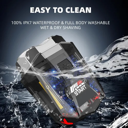 Miniatura 4 de Cyberpunk Mini afeitadora eléctrica, maquinilla de afeitar eléctrica portátil para hombres, pantalla inteligente, IPX7 impermeable, afeitado húmedo