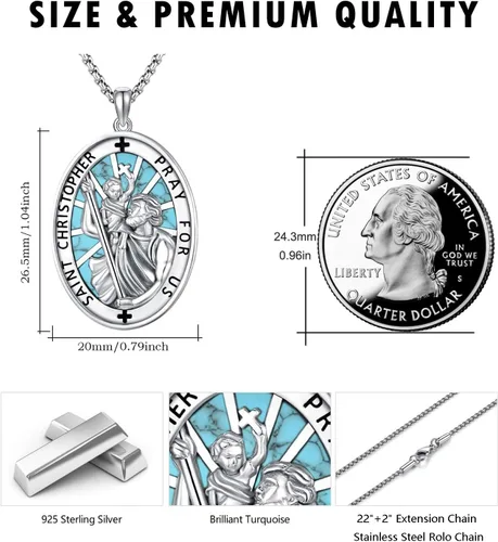 Miniatura 212 de Collar de plata de ley 925 con medalla de San Patrón, colgante de protección católica, amuleto, joyería religiosa para hombres y mujeres
