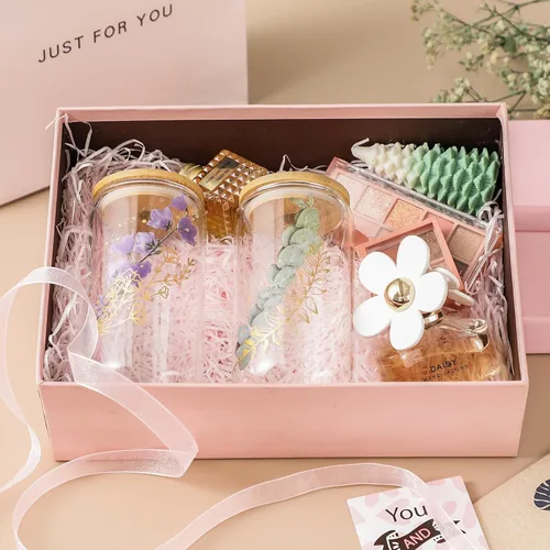 Miniatura 3 de Paquete de 2 vasos de vidrio con tapas y pajitas de bambú de 16 onzas, regalos para mujeres, juego de vasos para beber, café helado, taza de té