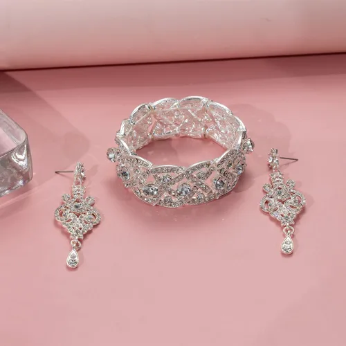 Miniatura 6 de Pulseras elásticas para mujer, con diamantes de imitación, para boda, novia, dama de honor, tenis, pulseras elásticas con diamantes de imitación