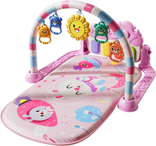 Tapete de juego para bebé, gimnasio para bebé, tocar piano tiempo boca abajo, tapete de actividad para bebé, música y luces para niño y niña para