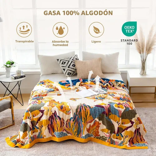 Miniatura 2 de Manta bohemia 100% algodón ultrasuave, manta grande de otoño, diseño floral de pájaros y mariposas, decoración de granja, manta de cama, 60 x 80
