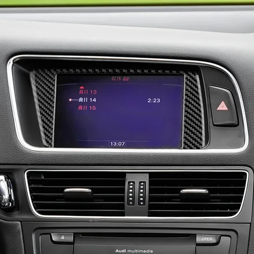 Miniatura 5 de Fibra de carbono, para accesorios Audi, cubierta de marco de navegación de automóvil, panel de consola central, ajuste interior para Audi Q5 Negro
