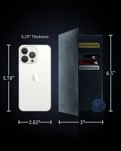 Miniatura 4 de Funda de cuero genuino para hombres y mujeres Funda para libro de cheques para duplicar cheques, billetera RFID