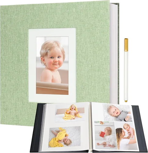 Miniatura 12 de Vienrose Álbum de fotos autoadhesivo para fotos de 2 x 3, 4 x 6, 5 x 7, 8 x 10 pulgadas, 40 páginas en blanco, cubierta de lino, libro de recuerdos