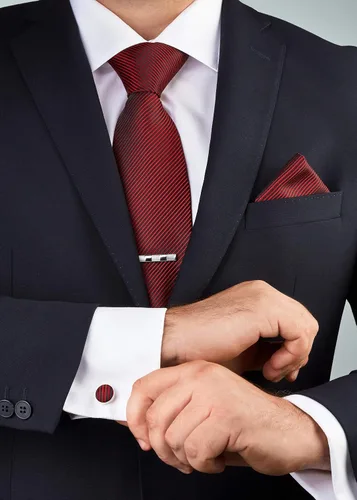 Miniatura 14 de Juego de corbata de regalo para hombre, corbata sedosa, bolsillo cuadrado, clips de corbata, gemelos para hombres