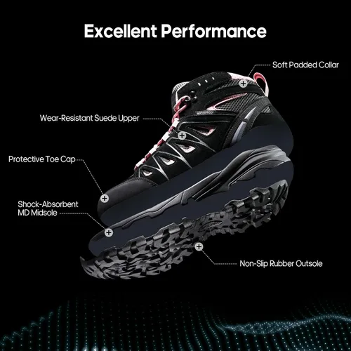 Miniatura 4 de NORTIV 8 Botas de senderismo impermeables para mujer, para exteriores, senderismo, camping, botas de búsqueda