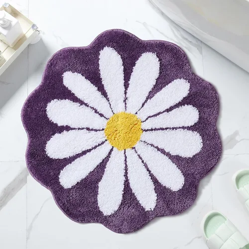 Miniatura 8 de Bonita alfombra de baño, alfombra antideslizante de absorción de agua, suave, lavable a máquina, para dormitorio, cocina, baño, inodoro, 25.6 x 25.6