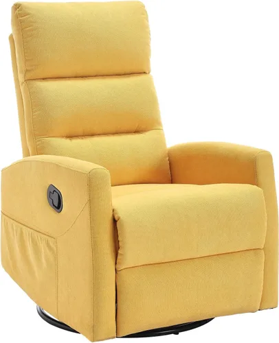Miniatura 10 de PELUMY Silla reclinable manual, giratoria de 360° y sillón reclinable balancín con reclinable de 155°, sillón reclinable de tela compacta para Beige