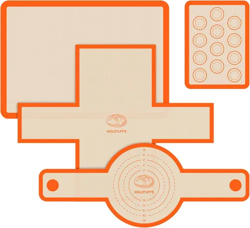 Miniatura 9 de Alfombrilla de silicona para hornear, paquete de 3 alfombrillas reutilizables para hornear, antiadherente, alfombrillas de silicona seguras