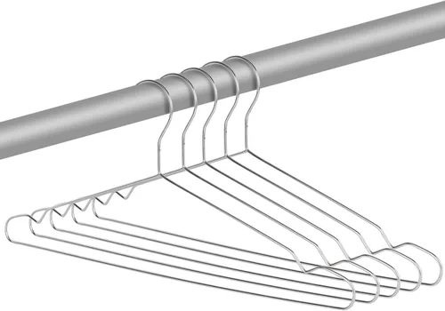 Miniatura 7 de KINJOEK Paquete de 50 perchas de alambre para ropa, 17.7 pulgadas de alambre de acero inoxidable para ropa seca y húmeda, ropa interior y pantalones