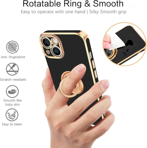 Miniatura 2 de VENINGO Funda para iPhone 14, funda para iPhone 14, ajuste delgado, suave soporte de anillo de 360° con base, compatible con soporte magnético
