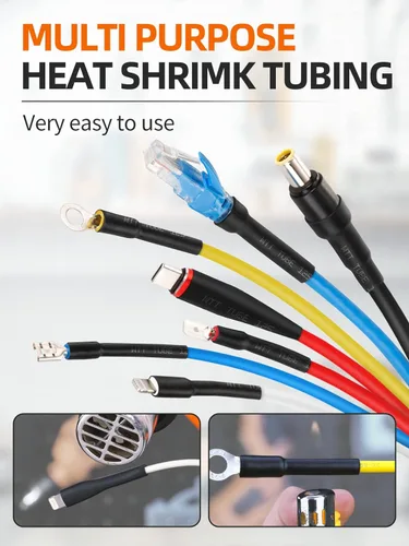 Miniatura 4 de Eventronic Kit de 900 tubos termorretráctiles de alambre, tubo termorretráctil industrial para cables, envoltura termorretráctil de grado marino