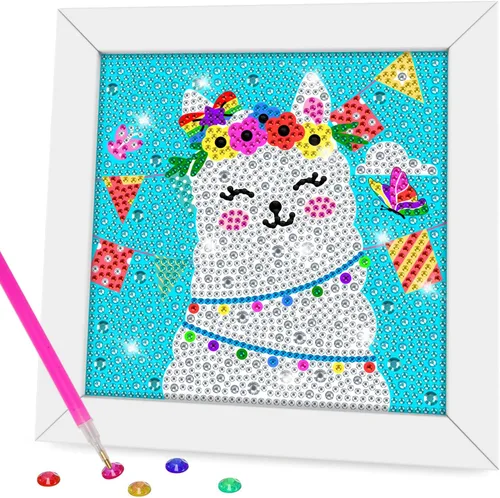 Miniatura 8 de QEUOYSS Kit de arte de diamantes para niños con marco de madera, arte y manualidades para niños de 6 a 8 a 10 a 12 años, arte de diamantes fácil