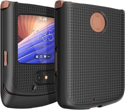Nakedcellphone Funda para Motorola RAZR 5G Flip Phone, [Negro] Carcasa rígida a presión [textura de cuadrícula] para Motorola Moto RAZR 5G Flip