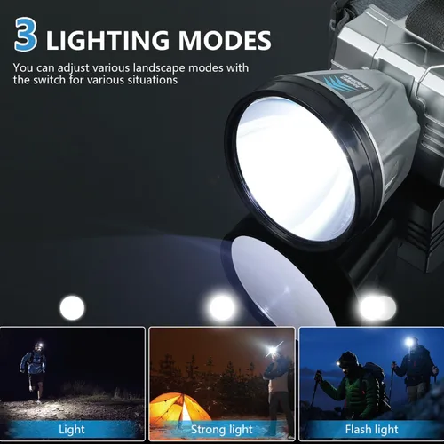 Miniatura 4 de Linterna frontal recargable súper brillante de alta potencia, lámpara LED recargable, luces LED para la frente, faro frontal impermeable con luces