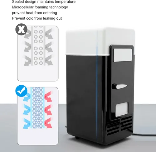 Miniatura 4 de LBEC Refrigerador pequeño, solo USB, pequeño refrigerador portátil USB, potente potencia baja, decibelio para oficina, coche, hogar