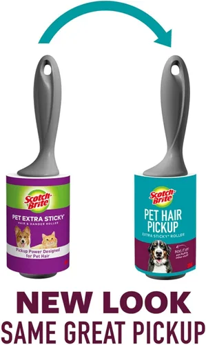 Miniatura 9 de Scotch-Brite Recambios de rodillo de pelusa extra pegajoso para recogida de pelo de mascotas, solo recargas, 50% adhesivo, 4 pulgadas x 36.2 pies
