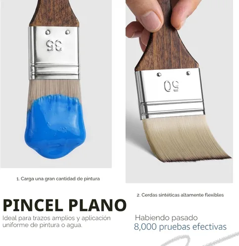 Miniatura 3 de Juego de 25 pinceles de pintura, Fuumuui Pinceles de pintura acrílica, Serie profesional de artistas con plano ancho, filbert, abanico, daga, lengua