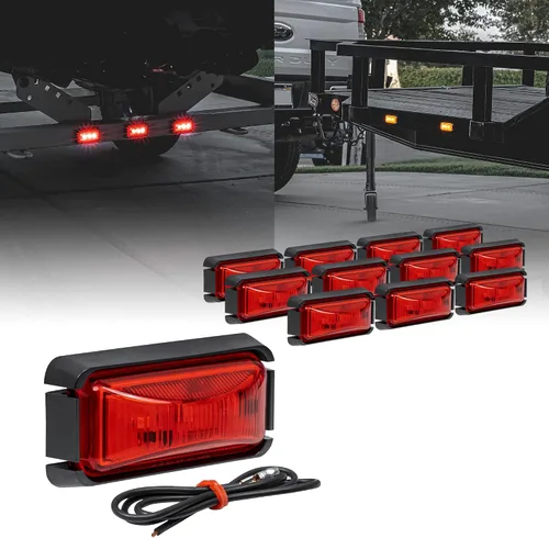 Miniatura 17 de TRUE MODS 2 piezas 2.5" Luz LED roja para remolque con bisel negro [DOT FMVSS 108] [SAE P2PC] [montaje superficial] [impermeable IP67] luces de Rojo