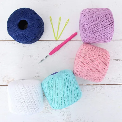 Miniatura 17 de Threadart - Juego de hilos de ganchillo de algodón 100% puro, tamaño 3, colores de ambiente de playa, cuatro bolas de 1.76 oz