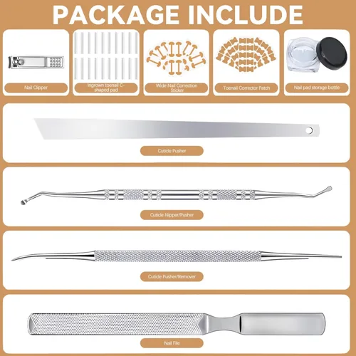 Miniatura 3 de Kit de tratamiento de uñas encarnadas – 16 piezas corrector profesional de uñas encarnadas con tiras, parches y almohadillas – Herramienta