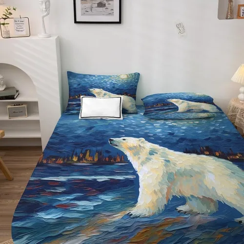 Miniatura 3 de Bear Sheets tamaño individual – Sábanas de cama de animales de dibujos animados, microfibra suave y bolsillo profundo, sábanas y fundas de almohada