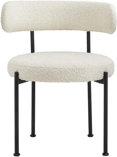 Miniatura 7 de Modway EEI-6516-IVO-BLK Albie Boucle - Juego de 2 sillas de comedor de tela, color negro marfil