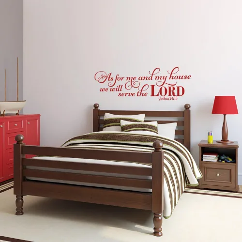 Miniatura 7 de Calcomanías de vinilo con texto en inglés «As for Me and My House We Will Serve The Lord Quote» para pared, diseño de Joshua 24:15 palabras Beige