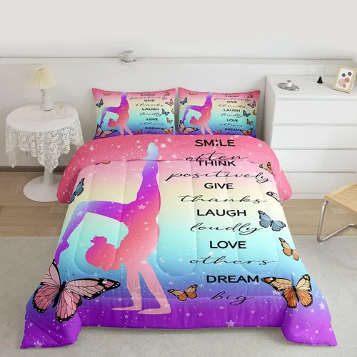 Miniatura 136 de Erosebridal Juego de ropa de cama de princesa de ballet, tamaño Queen, juego de edredón de 3 piezas para niñas bailarinas de ballet, lindo juego