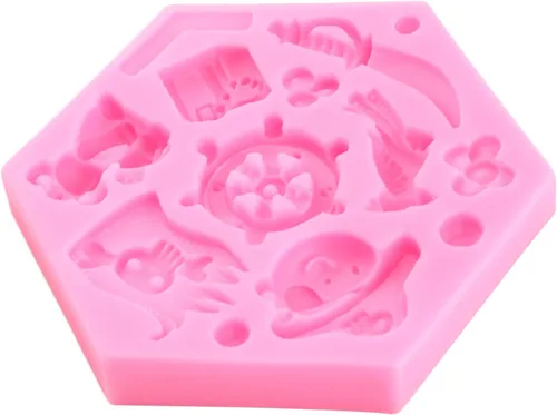 Miniatura 9 de Molde de silicona con temática pirata, moldes para fondant, brújula de chocolate, monedas del tesoro, molde de caramelo para cupcakes, decoración