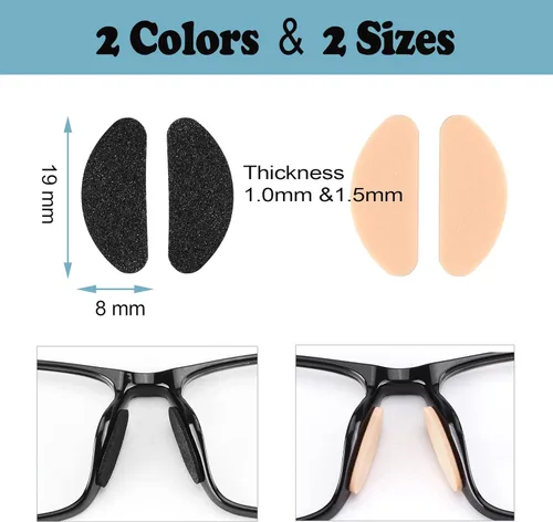 Miniatura 2 de 20 pares de almohadillas de nariz para lentes, almohadillas de espuma suave para la nariz, almohadillas adhesivas de silicona antideslizantes