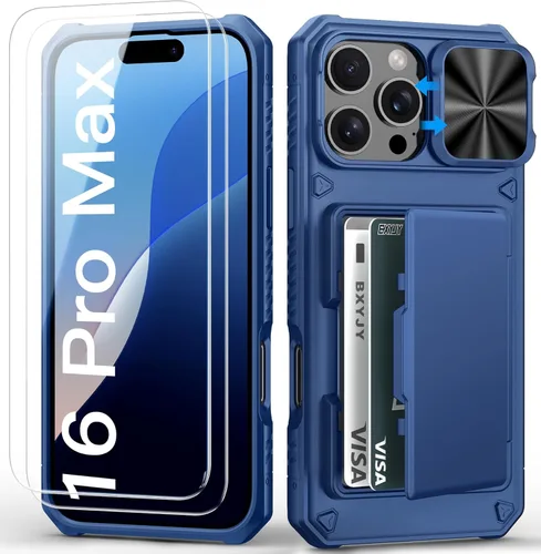 Miniatura 16 de BXYJY Funda tipo cartera para iPhone 15 Pro con tarjetero (4-5 tarjetas) y cubierta deslizante para cámara y soporte, protección contra caídas