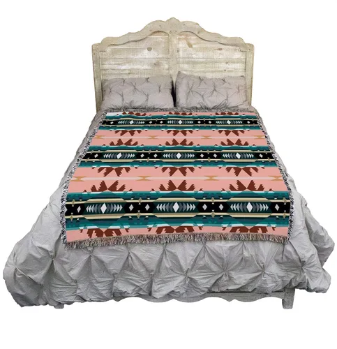 Miniatura 2 de Pure Country Weavers Cimarron - Manta de ágata – Inspirada en los nativos americanos del suroeste – Tapiz de regalo tejido de algodón – Fabricado