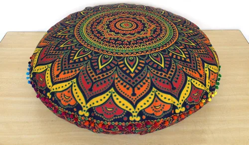 Miniatura 72 de CRAFT KALA Funda de cojín con diseño de mandala, funda de cojín para asiento, hippie, decorativo, bohemio, otomano, de algodón, indio, para sala