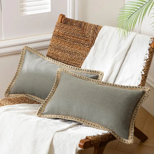 Miniatura 62 de Phantoscope Farmhouse - Fundas de almohada decorativas para exteriores, Poliéster & Mezcla de poliéster, Beige, 18" x 18