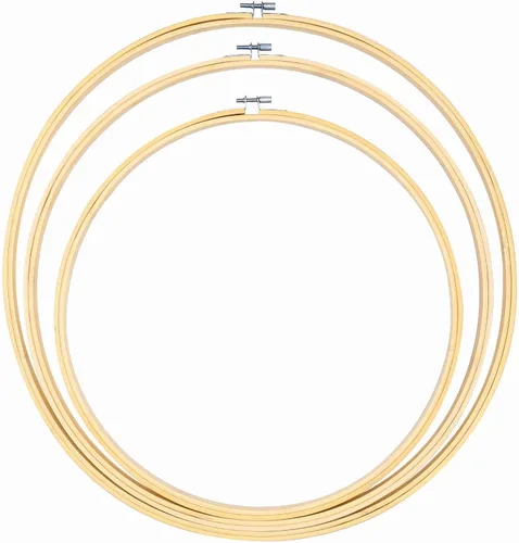 Caydo Juego de 3 aros redondos grandes de bordado de 14/16/18 pulgadas, anillo de aro de punto de cruz para manualidades, costura práctica, corona
